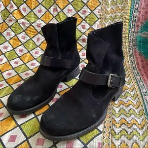 n.d.c black suede biker boot